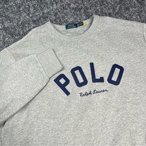Rare Polo Ralph Lauren Script Fleece Sweatshirt Logo Pullover 2XLT Cotton Blend